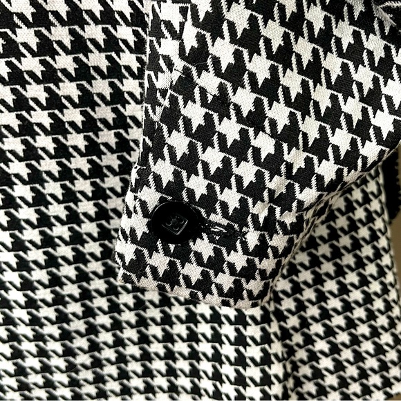 Cabi Houndstooth Woven Knit Relaxed Open Front Cardigan Size S Black Grey White - Picture 7 of 12